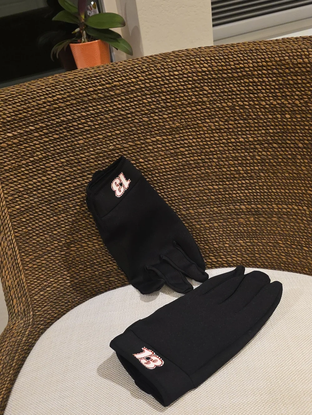 Black Racer Gloves with '13' Accent